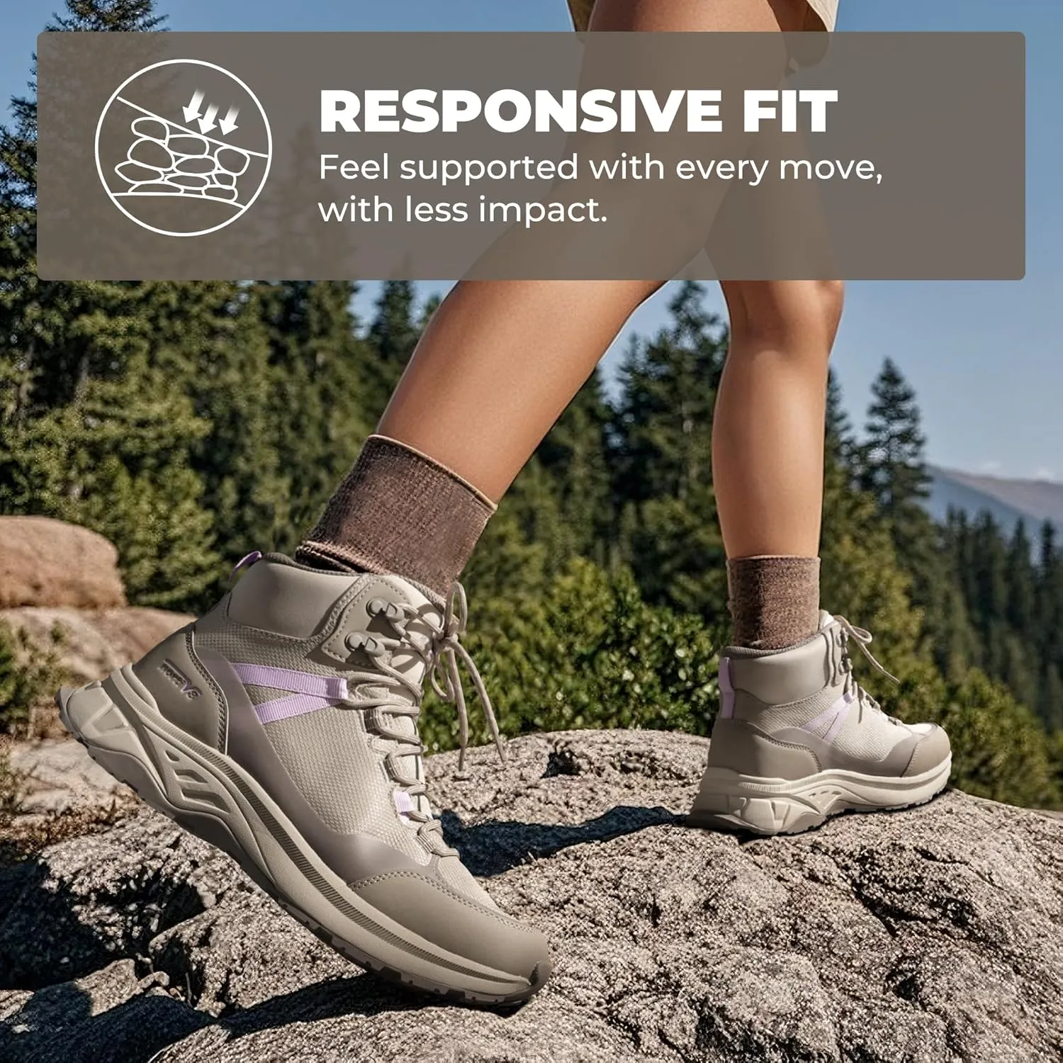 NORTIV 8 Women's Hiking Boots Waterproof Lightweight Outdoor Trekking Comfortable Non-Slip Camping Ankle Boot Hollow