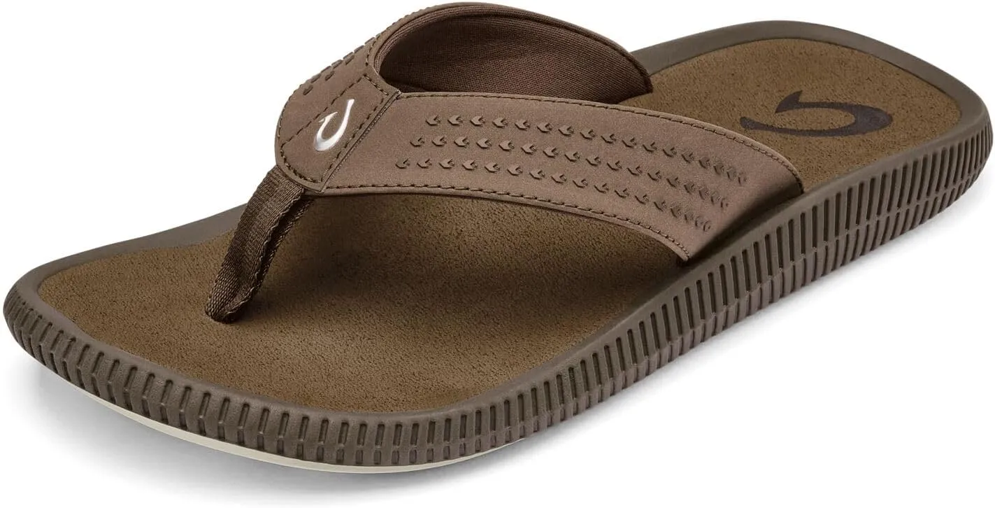 OLUKAI Ulele Men's Beach Sandals, Water Resistant Flip Flops, Arch Support & Comfort Fit, Lightweight & Durable, Enhanced Grip & Traction