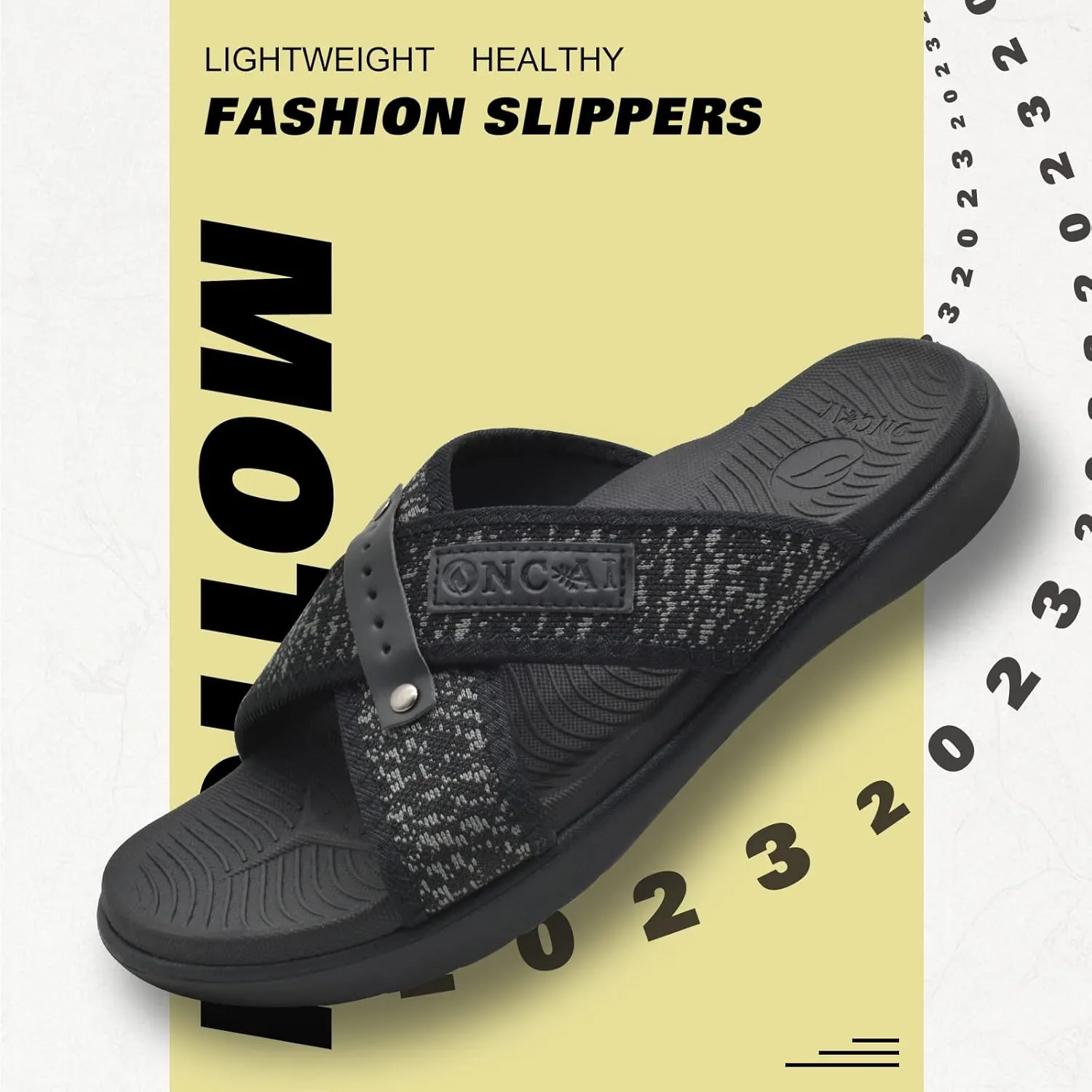 ONCAI Mens Criss Cross Sandals,Arch Support Recovery Sport Slippers Slides with Plantar Fasciitis Orthotic Footbed