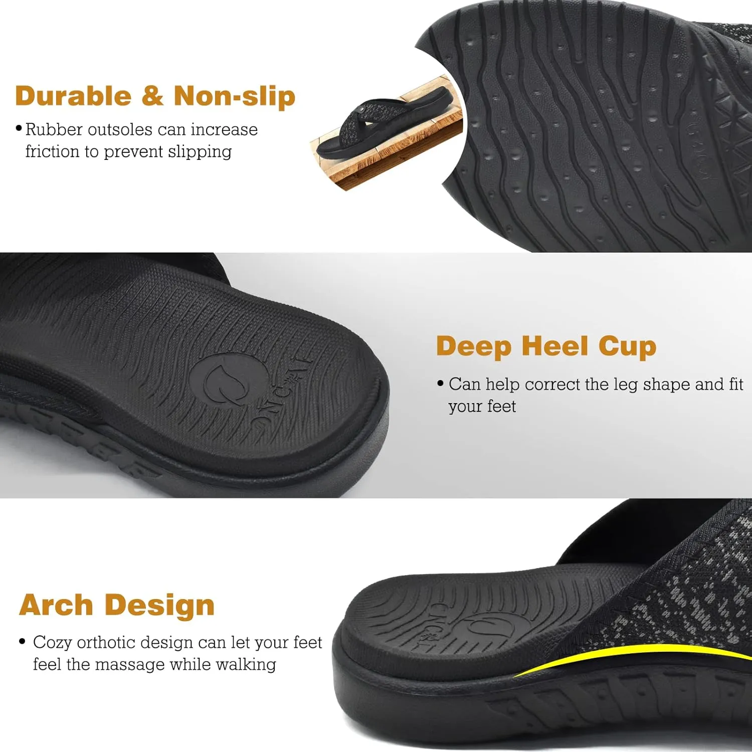 ONCAI Mens Criss Cross Sandals,Arch Support Recovery Sport Slippers Slides with Plantar Fasciitis Orthotic Footbed