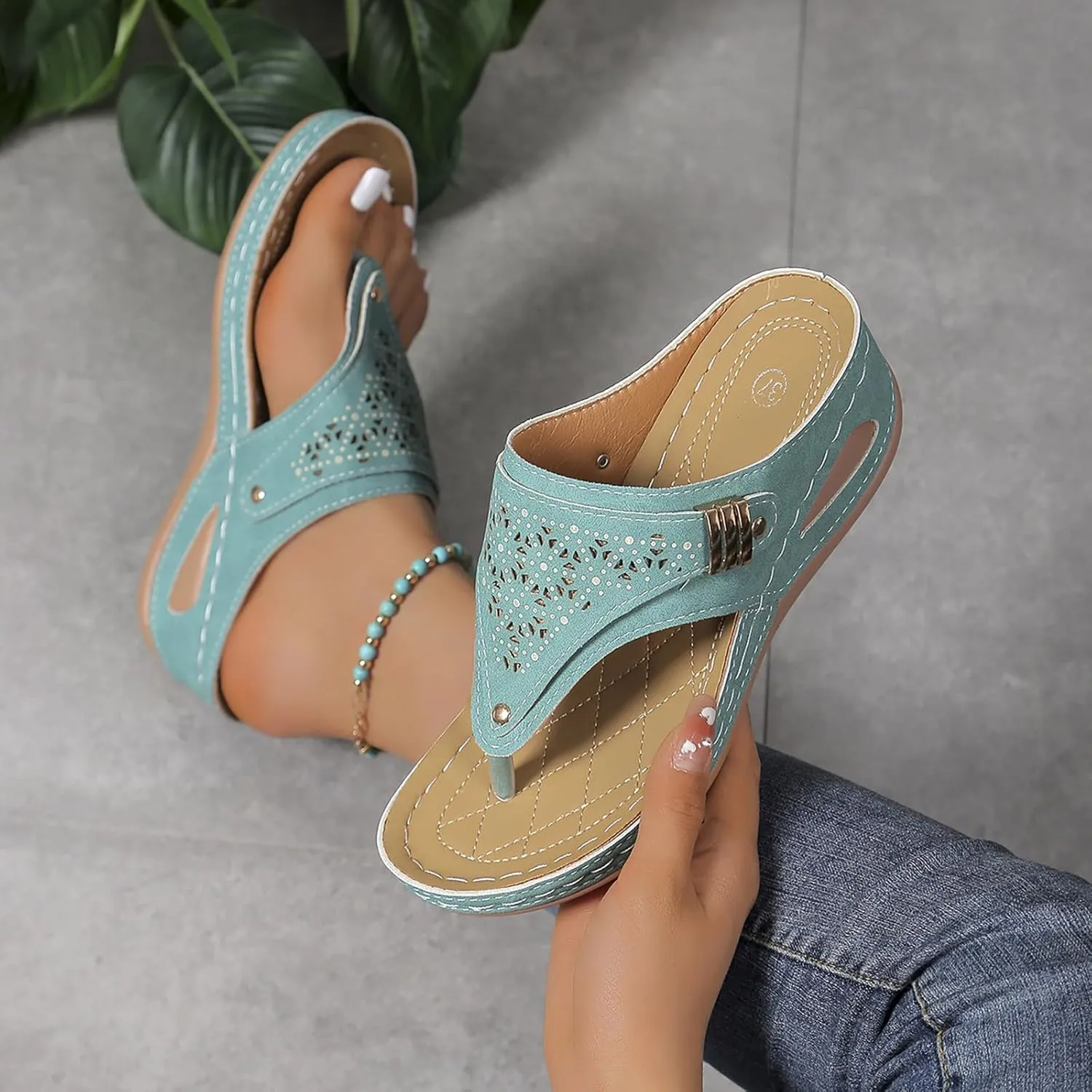 Orthopedic Sandals for Women - Arch Support Wedge Flip Flops, Summer 2025 Comfortable Dressy Casual Beach Slippers
