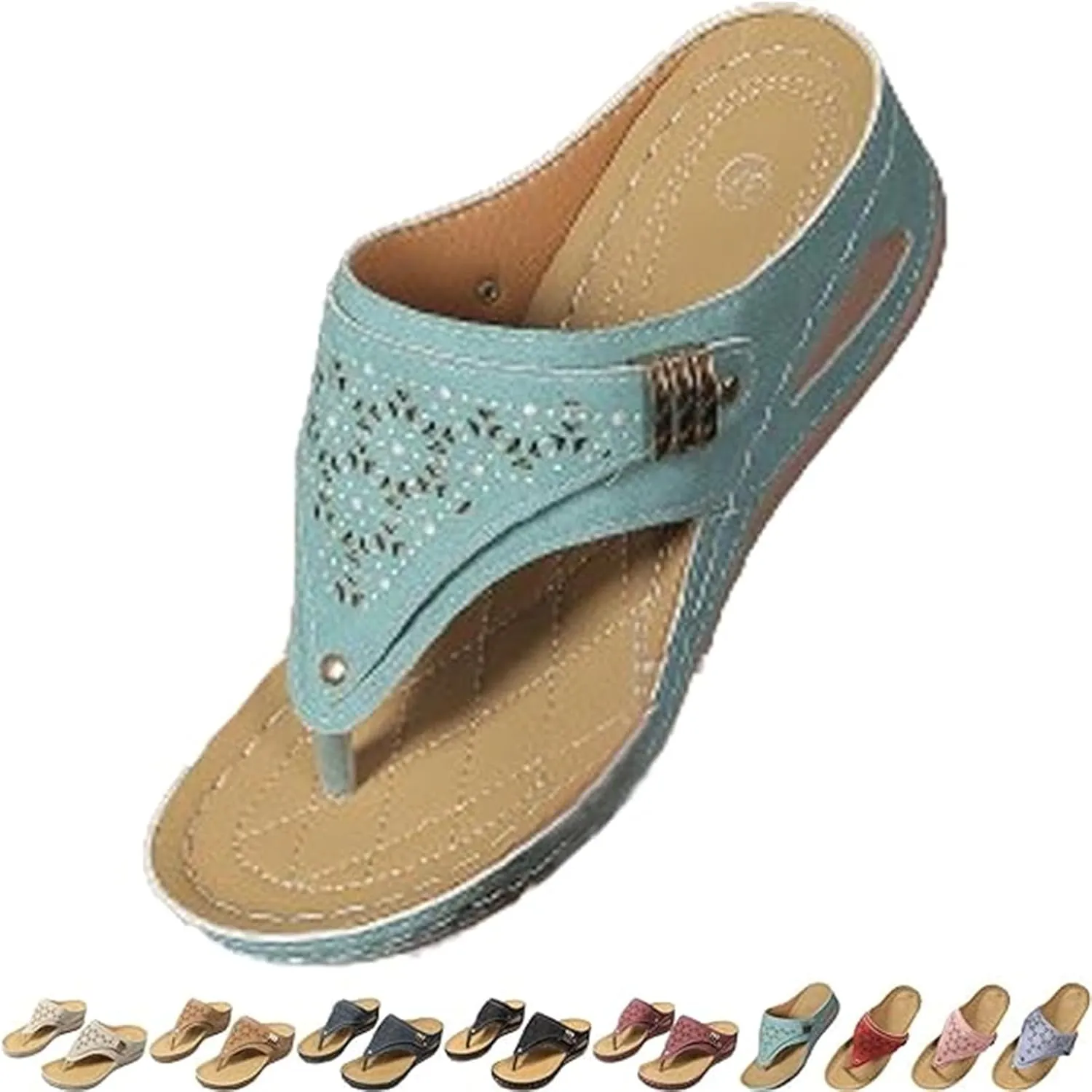Orthopedic Sandals for Women - Arch Support Wedge Flip Flops, Summer 2025 Comfortable Dressy Casual Beach Slippers