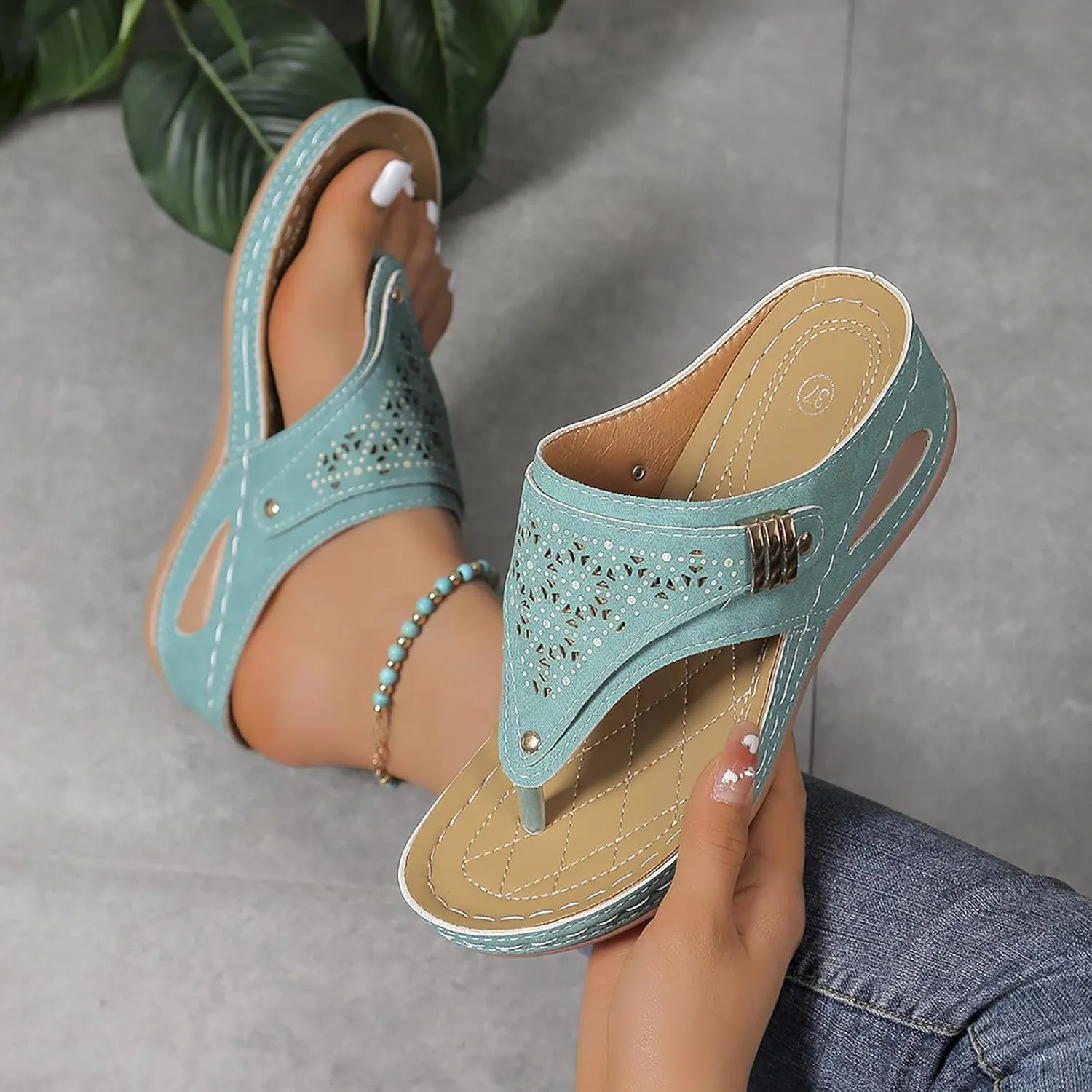 Orthopedic Sandals for Women - Arch Support Wedge Flip Flops, Summer 2025 Comfortable Dressy Casual Beach Slippers
