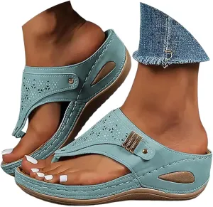 Orthopedic Sandals for Women - Arch Support Wedge Flip Flops, Summer 2025 Comfortable Dressy Casual Beach Slippers