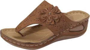 Orthopedic Sandals for Women Summer Comfortable Arch Support 3D Hollow Flower Wedge 2025 Slippers Slip On Platform Flip Flops Wedges Dressy Casual Beach Shoes Slides Walking Breathable