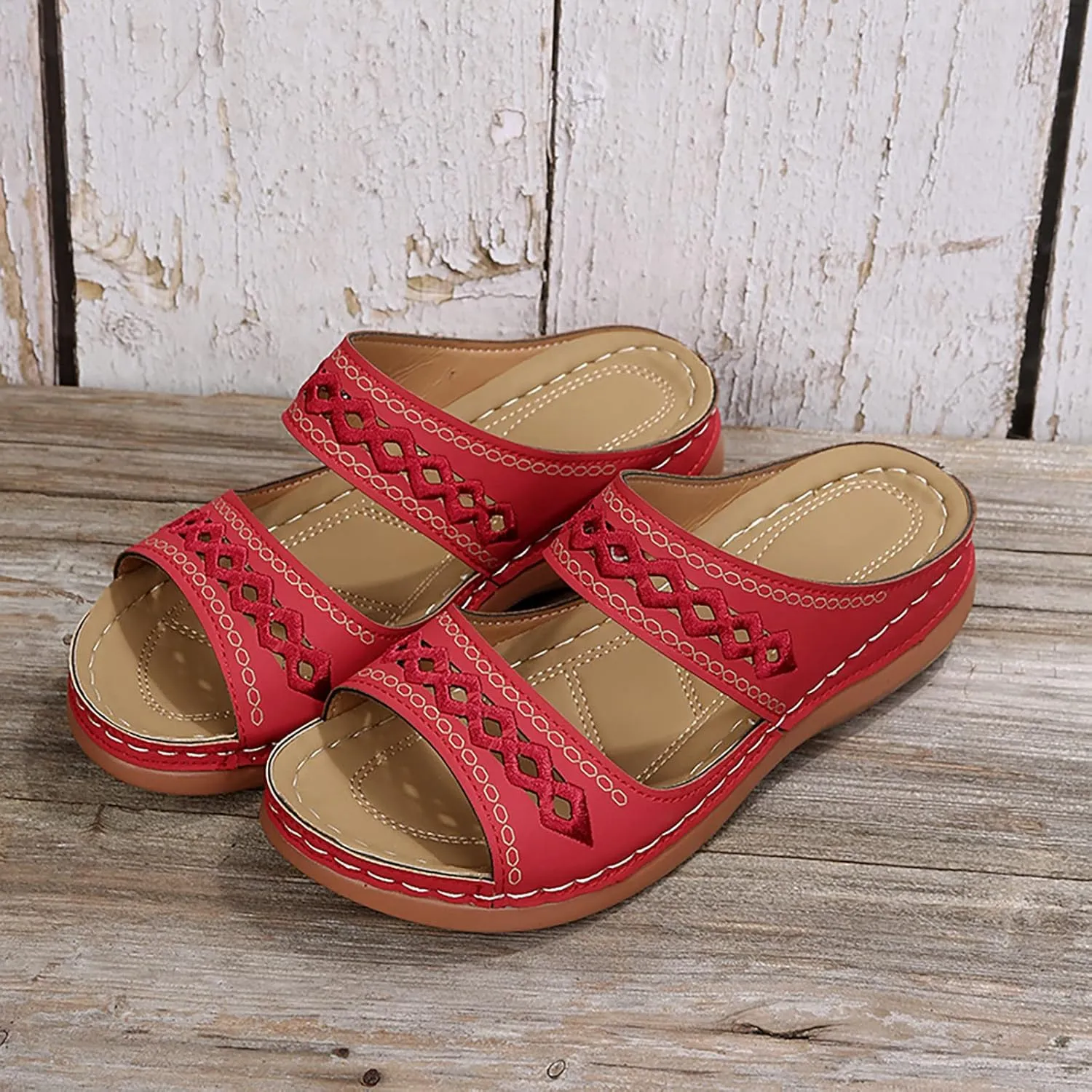 Orthopedic Wedge Sandals for Women 2025 Flat Open Toe Platform Sandals Boho Slip on Sandals Comfortable Outdoor Shoe