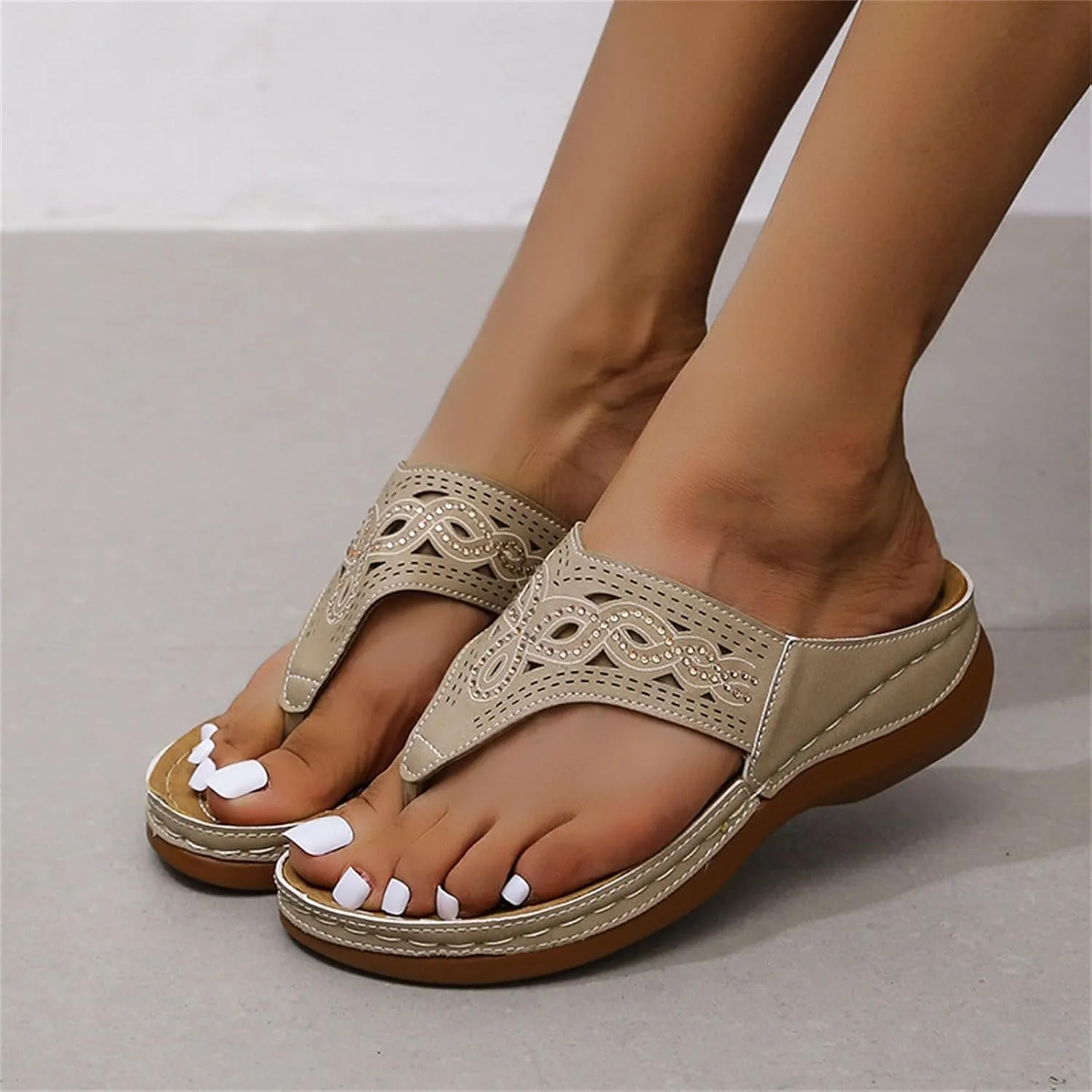 Orthotic Sandals for Women 2025 Slippers Orthopedic Womens Fashion Orthotic Flip Flops Yoga Mat Slides Comfort Plantar Fasciitis Arch Support Slip on Flat Sandals Ladies Soft Cushion