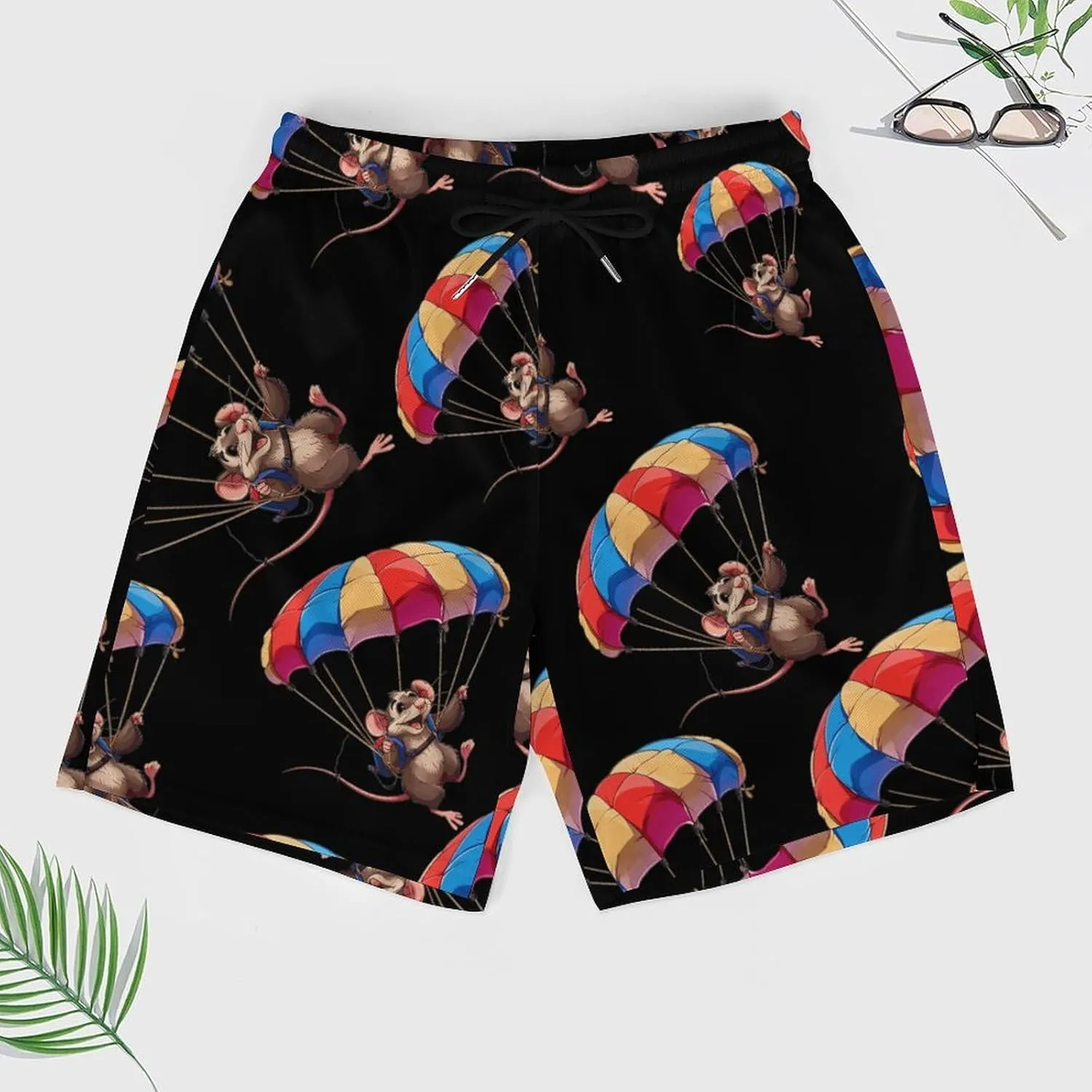 Parachute Rat Men's Swim Trunks Quick Dry Board Shorts Swimwear Beach Shorts with Compression Liner