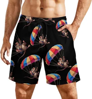 Parachute Rat Men's Swim Trunks Quick Dry Board Shorts Swimwear Beach Shorts with Compression Liner