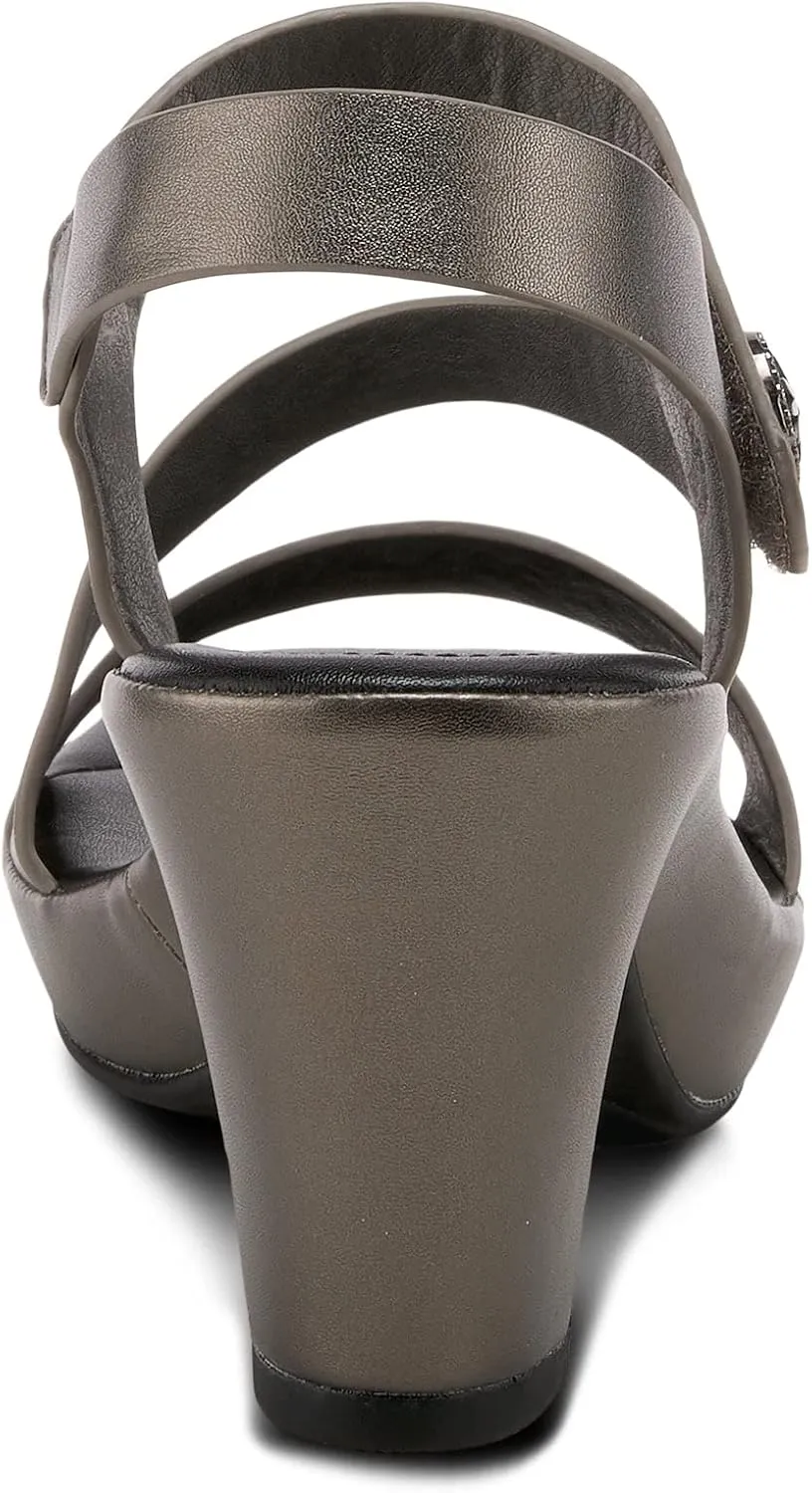 PATRIZIA Spring Step Asymadade Sandals for Women - Low Heel Slip-On Summer Sandals - Ladies Casual Platform Sandal with Hook and Loop