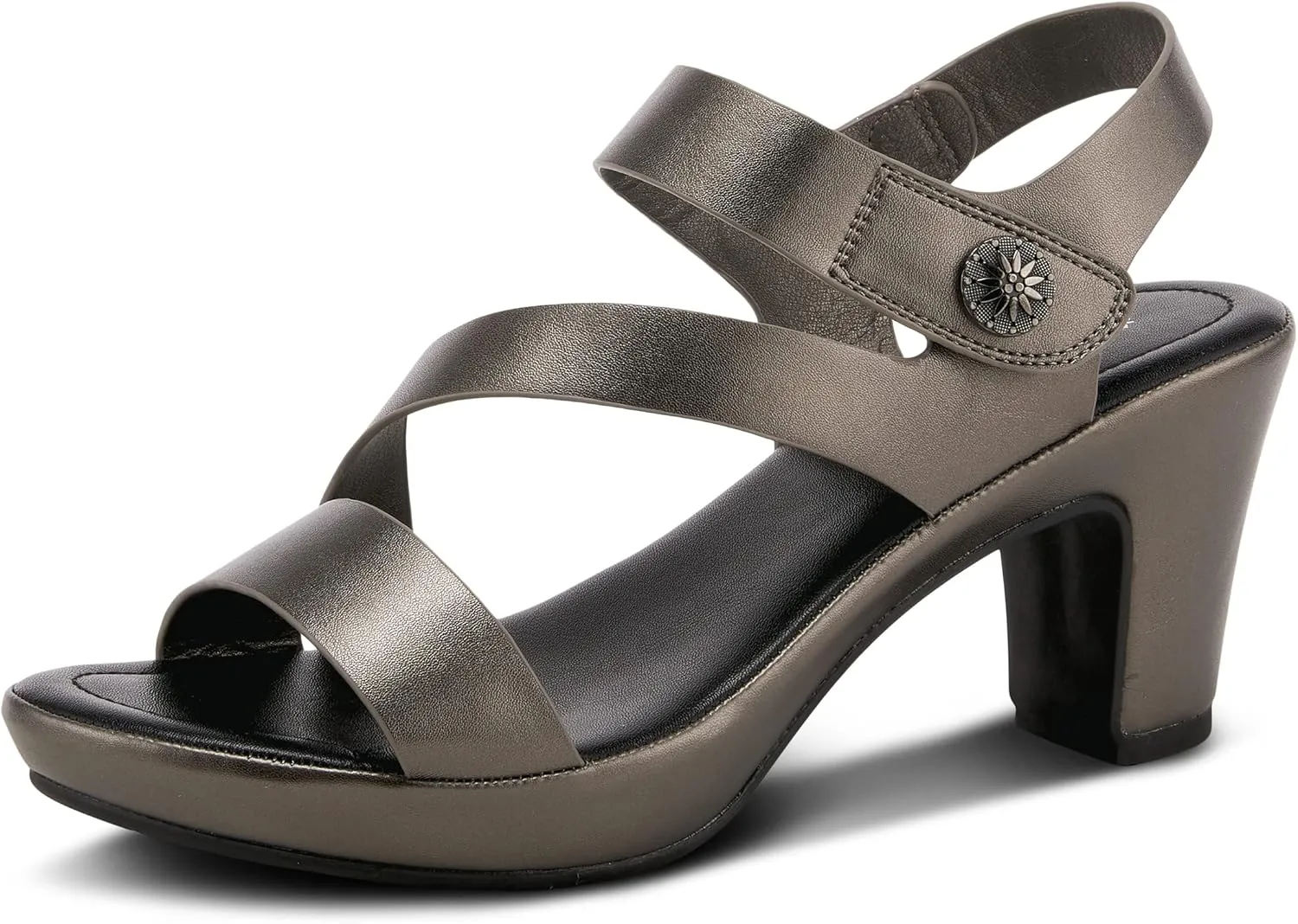 PATRIZIA Spring Step Asymadade Sandals for Women - Low Heel Slip-On Summer Sandals - Ladies Casual Platform Sandal with Hook and Loop