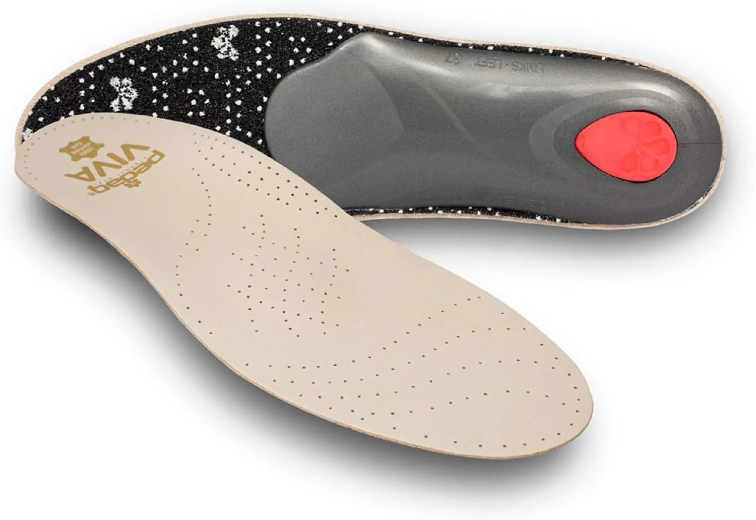 Pedag Viva | Leather Arch Support Inserts | Handmade in Germany | Plantar Fasciitis Relief | Heel Cushion | Activated Charcoal Odor Control | Metatarsal Support Pad | Tan | Men US 11/ EU 44