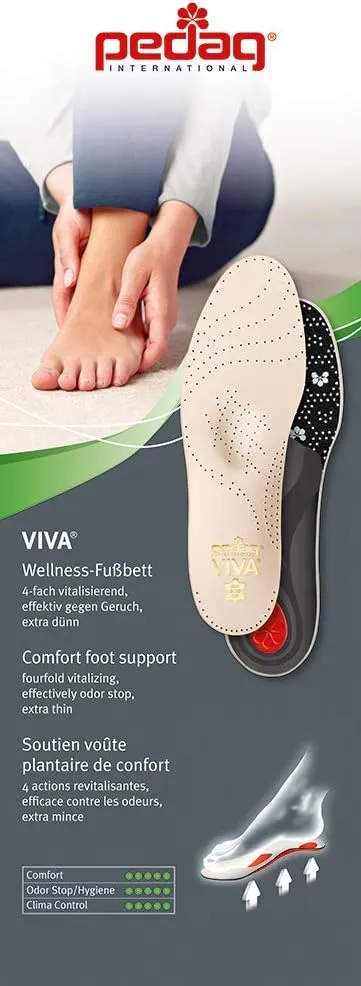 Pedag Viva | Leather Arch Support Inserts | Handmade in Germany | Plantar Fasciitis Relief | Heel Cushion | Activated Charcoal Odor Control | Metatarsal Support Pad | Tan | Men US 11/ EU 44