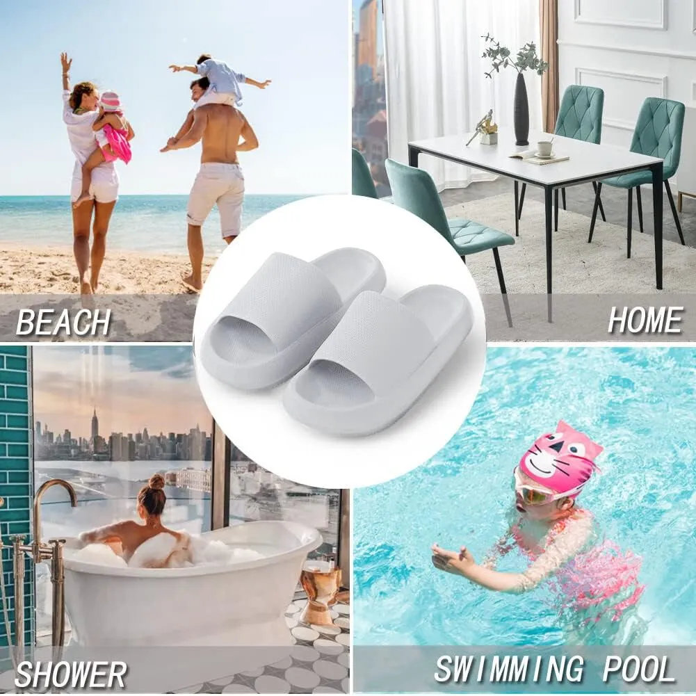 Pillow Slippers for Girls Boys, Kids House Slides Sandals Shower Bathroom Non-Slip Open Toe Quick Drying Soft Comfy Thick Sole Cushion Platform Shoes