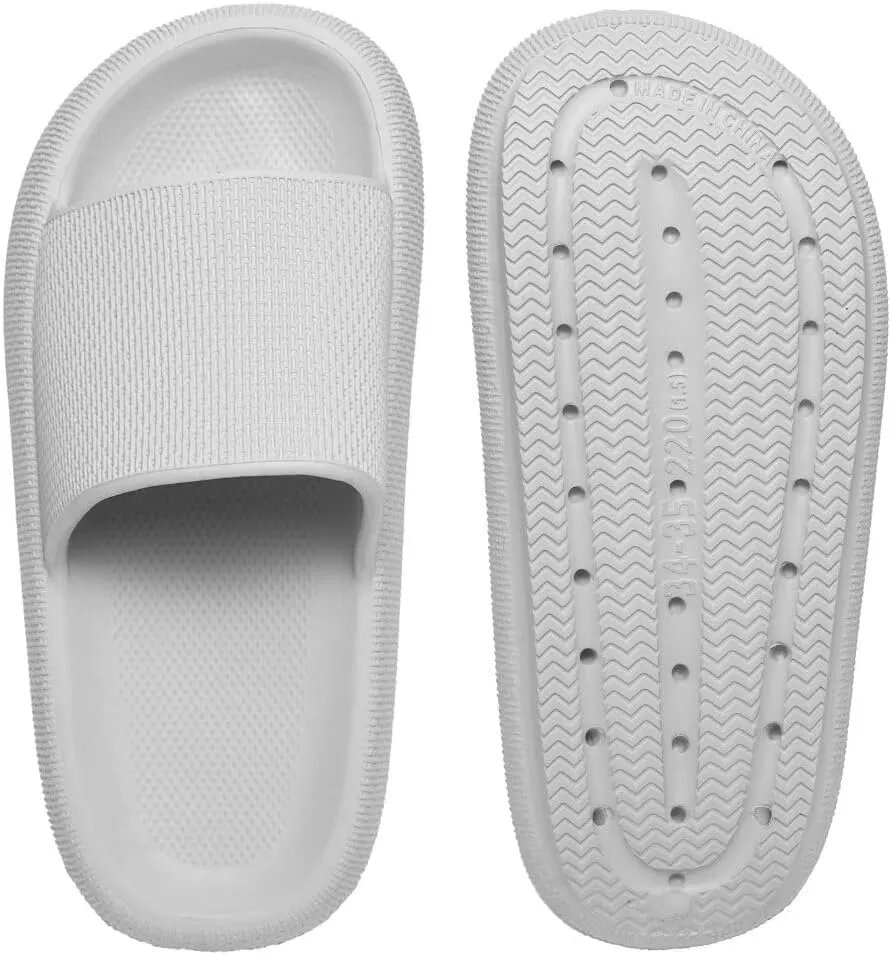 Pillow Slippers for Girls Boys, Kids House Slides Sandals Shower Bathroom Non-Slip Open Toe Quick Drying Soft Comfy Thick Sole Cushion Platform Shoes