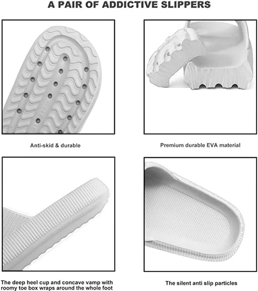 Pillow Slippers for Girls Boys, Kids House Slides Sandals Shower Bathroom Non-Slip Open Toe Quick Drying Soft Comfy Thick Sole Cushion Platform Shoes