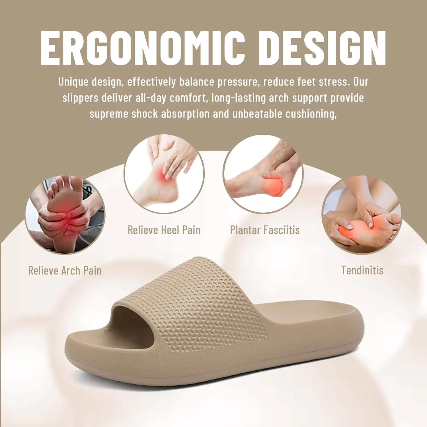 Pillow Slippers for Women and Men Non Slip Quick Drying Shower Cloud Slide Sandals Thick Sole, Non-Slip, Easy to Clean Indoor And Outdoor Slippers with Arch Support