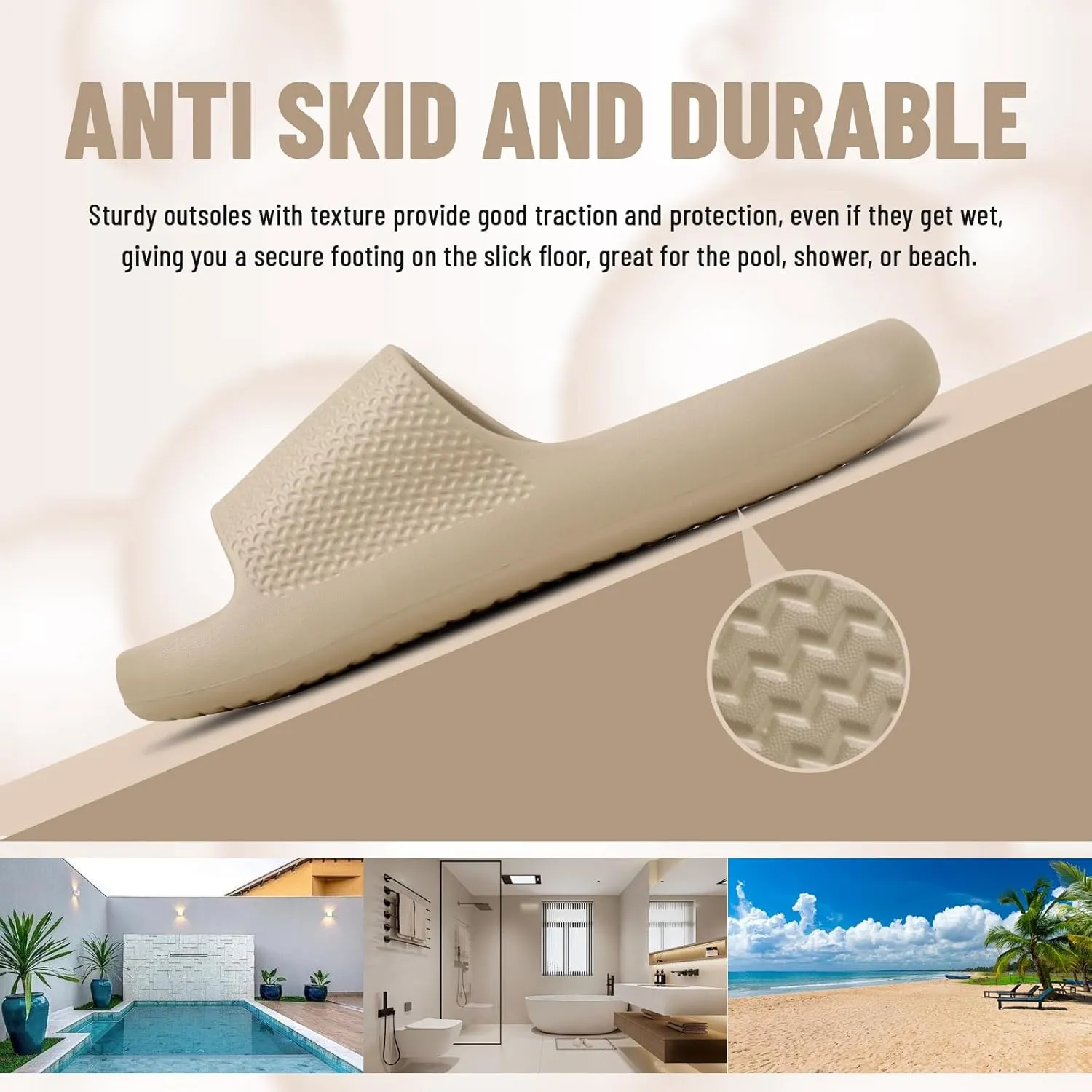 Pillow Slippers for Women and Men Non Slip Quick Drying Shower Cloud Slide Sandals Thick Sole, Non-Slip, Easy to Clean Indoor And Outdoor Slippers with Arch Support