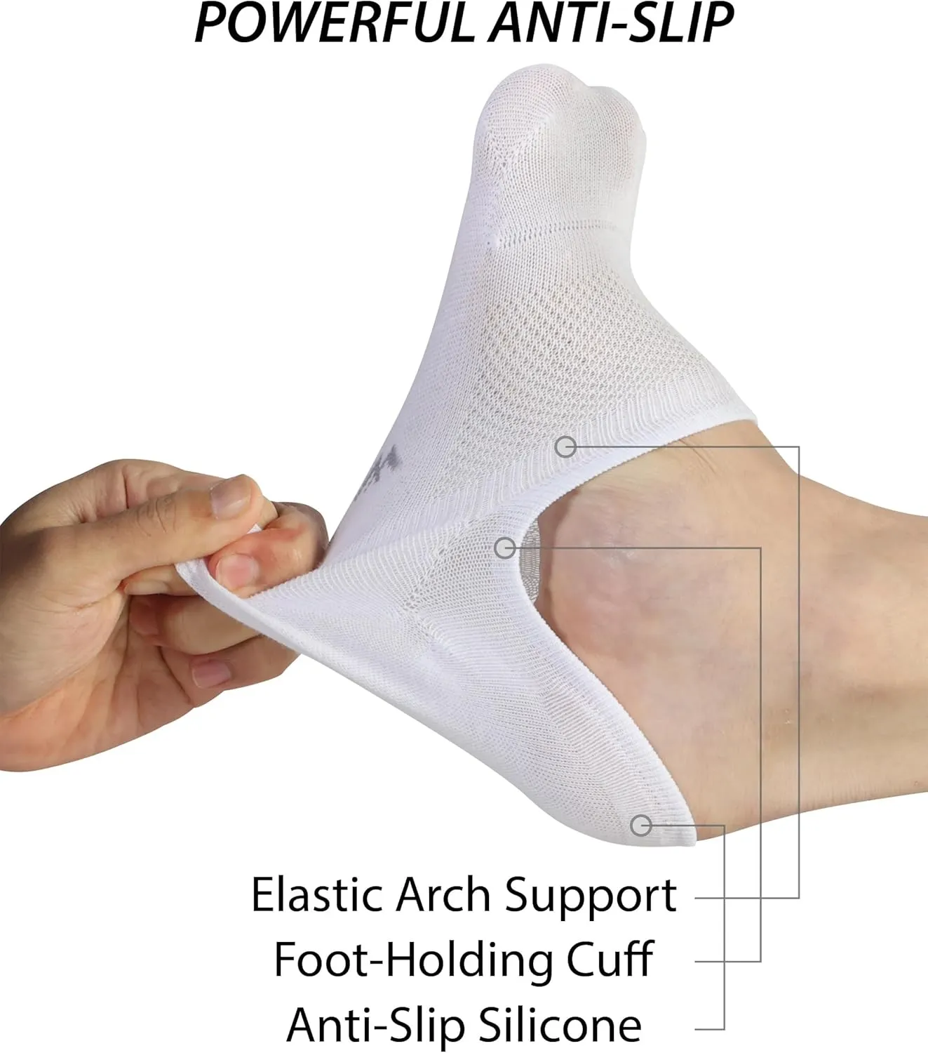 Pro Mountain Thin No Show Socks Seamless Wide Toe Box 6 Pack Liner Unisex Size S to X-Large Cotton Footies