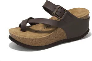 Project Cloud 100% Genuine Leather Platform Sandals Women - Memory Foam Womens Sandals & Slippers Beach Essentials - Gifts for Women (Mojito)