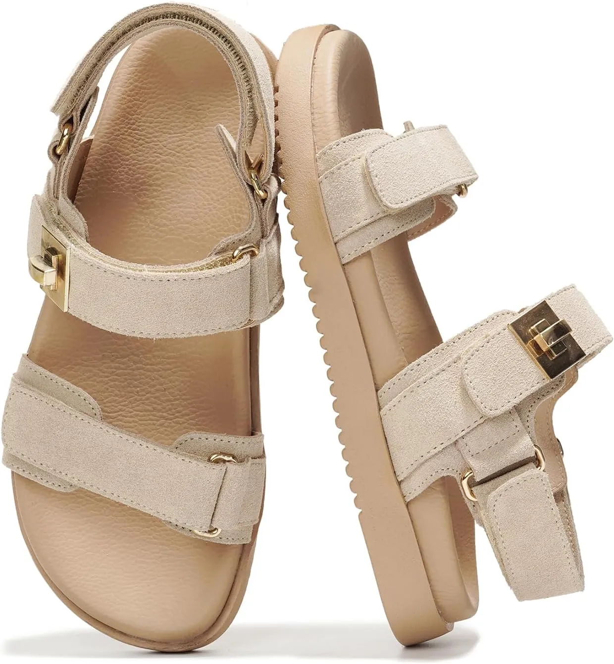 Project Cloud Genuine Leather Platform Sandals Women Footwear - Comfortable and Adjustable Summer Sandals for Women 2025 - Memory Foam and Non-Slip Slingback Beach Slides (Mona)