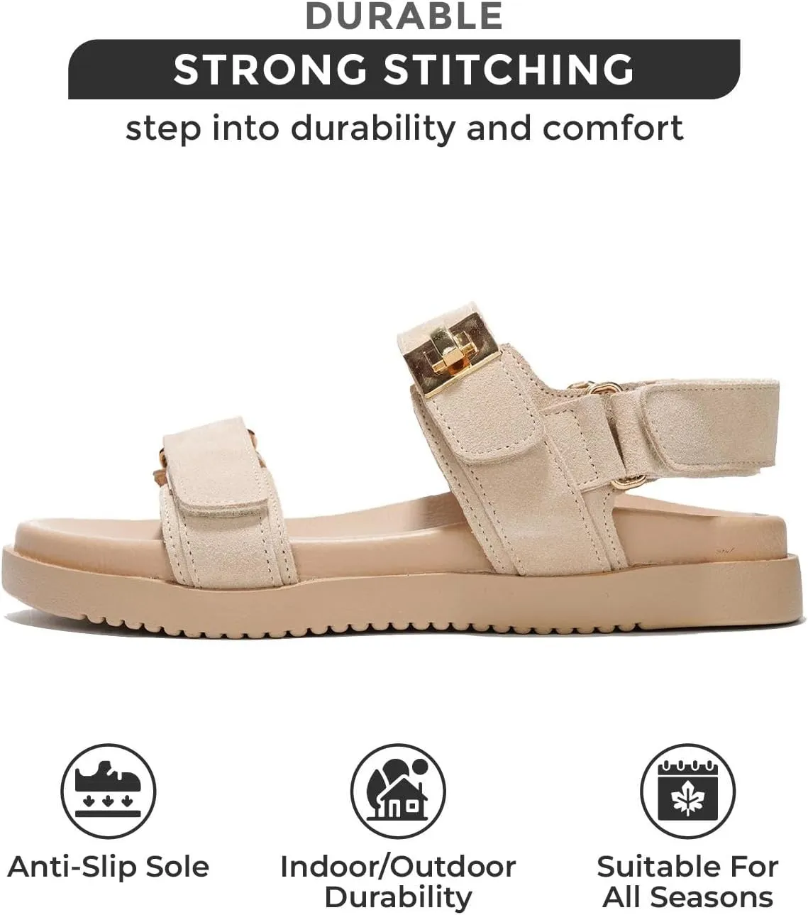 Project Cloud Genuine Leather Platform Sandals Women Footwear - Comfortable and Adjustable Summer Sandals for Women 2025 - Memory Foam and Non-Slip Slingback Beach Slides (Mona)
