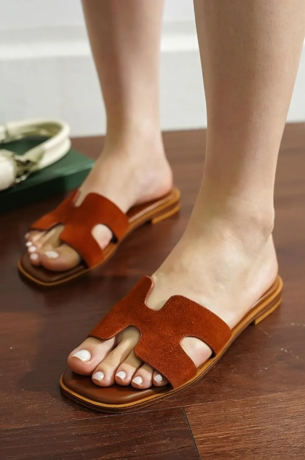 Project Cloud Genuine Leather Summer Sandals for Women 2025 - Fashion Flat Womens Sandals with Memory Foam Insole Slides Sandals Women Footwear - Mules Women's Sandals (Jannel)