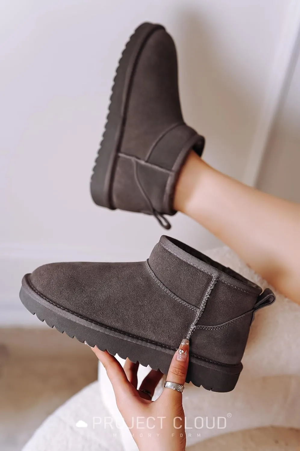 Project Cloud Genuine Suede Ankle Boots for Women - Water Resistant with Memory Foam Insole Winter Boots for Women - Trending Shoes & Comfortable Women's Ankle Boots (Hippy)