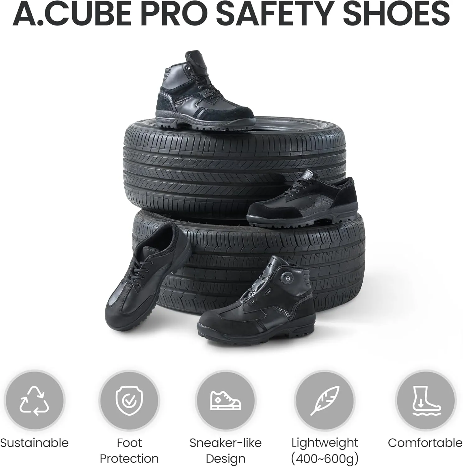 Q-4 Comfortable Safety Shoes – PVC Toe Cap, EU Riot Police Outsole, ESG Recycled Materials, Durable Work & Hiking Shoes