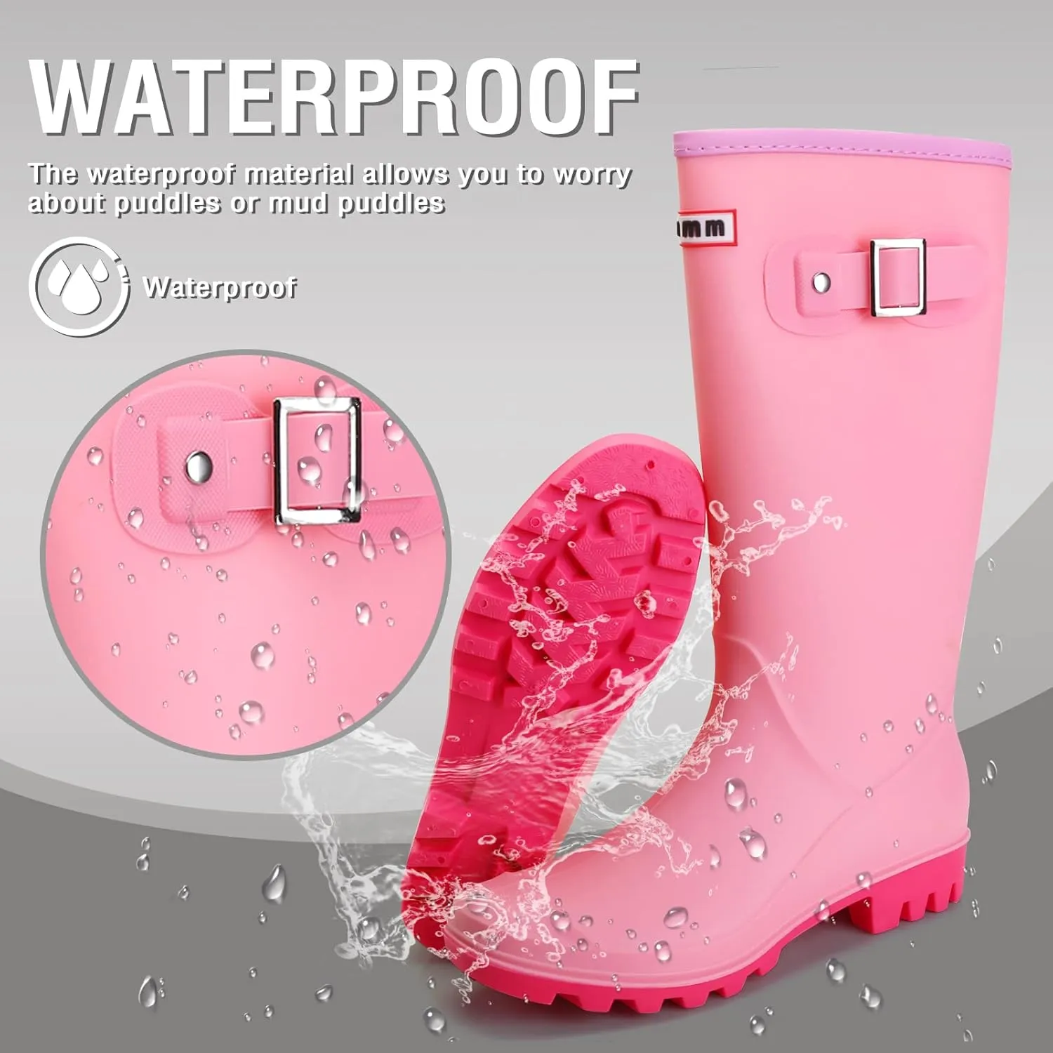 Rain Boots for Women, Waterproof Knee-high Rubber Boots, Comfortable Lightweight Garden Boots Keep Warm Work Tall Fishing Boots for Outdoor