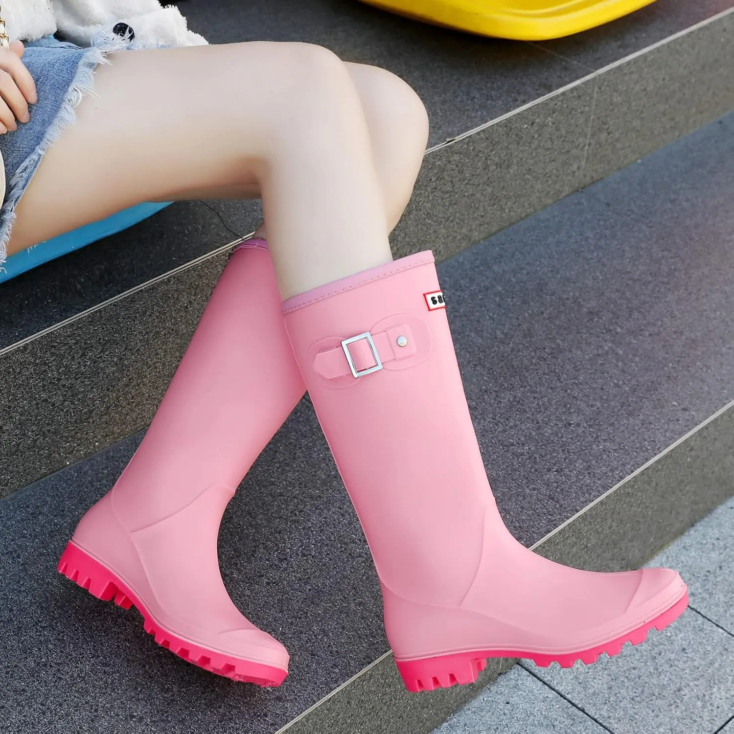 Rain Boots for Women, Waterproof Knee-high Rubber Boots, Comfortable Lightweight Garden Boots Keep Warm Work Tall Fishing Boots for Outdoor
