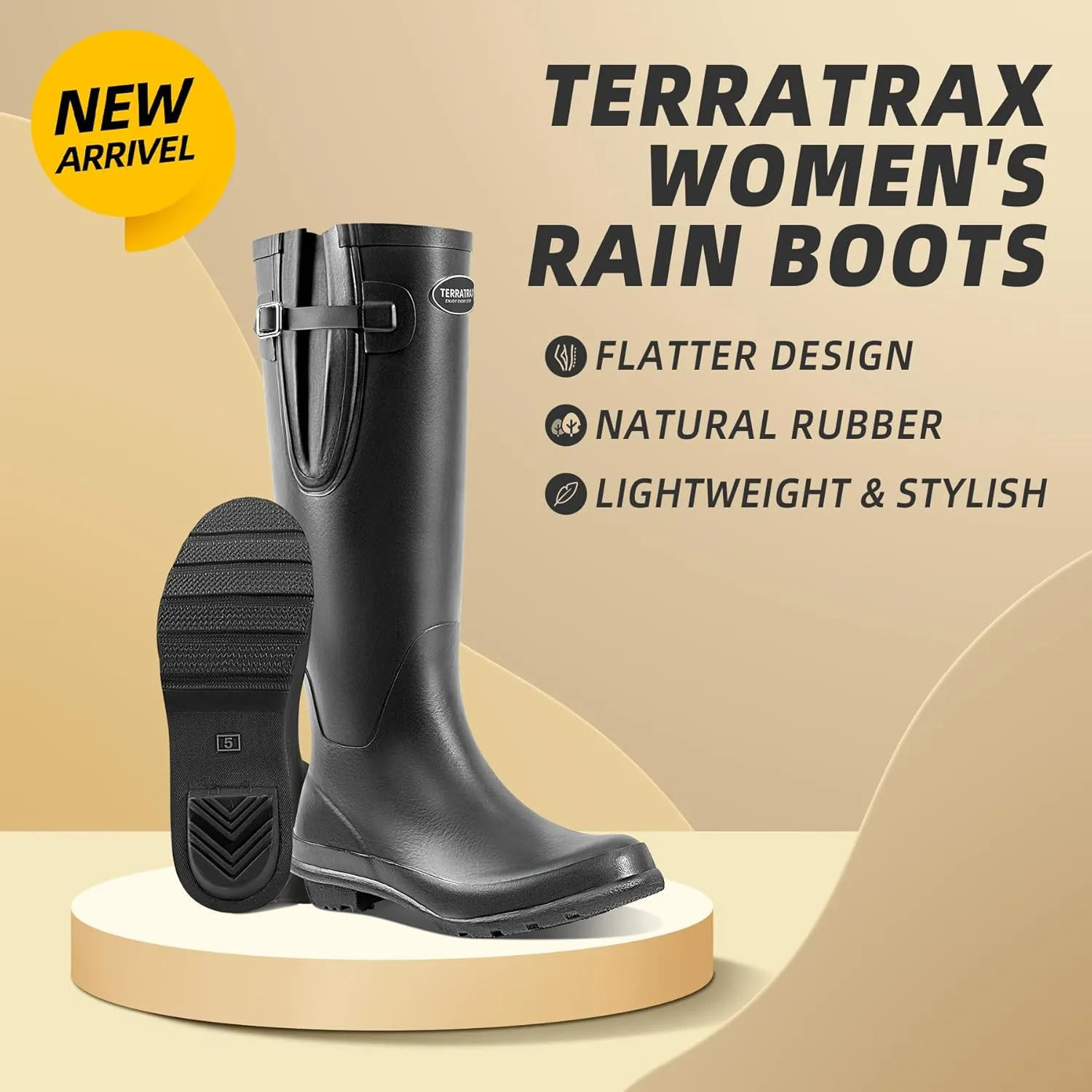 Rain Boots for Women Waterproof Rubber Boots Tall Knee High RainBoots Garden Boots Anti-Slip Wellington Rain Shoes