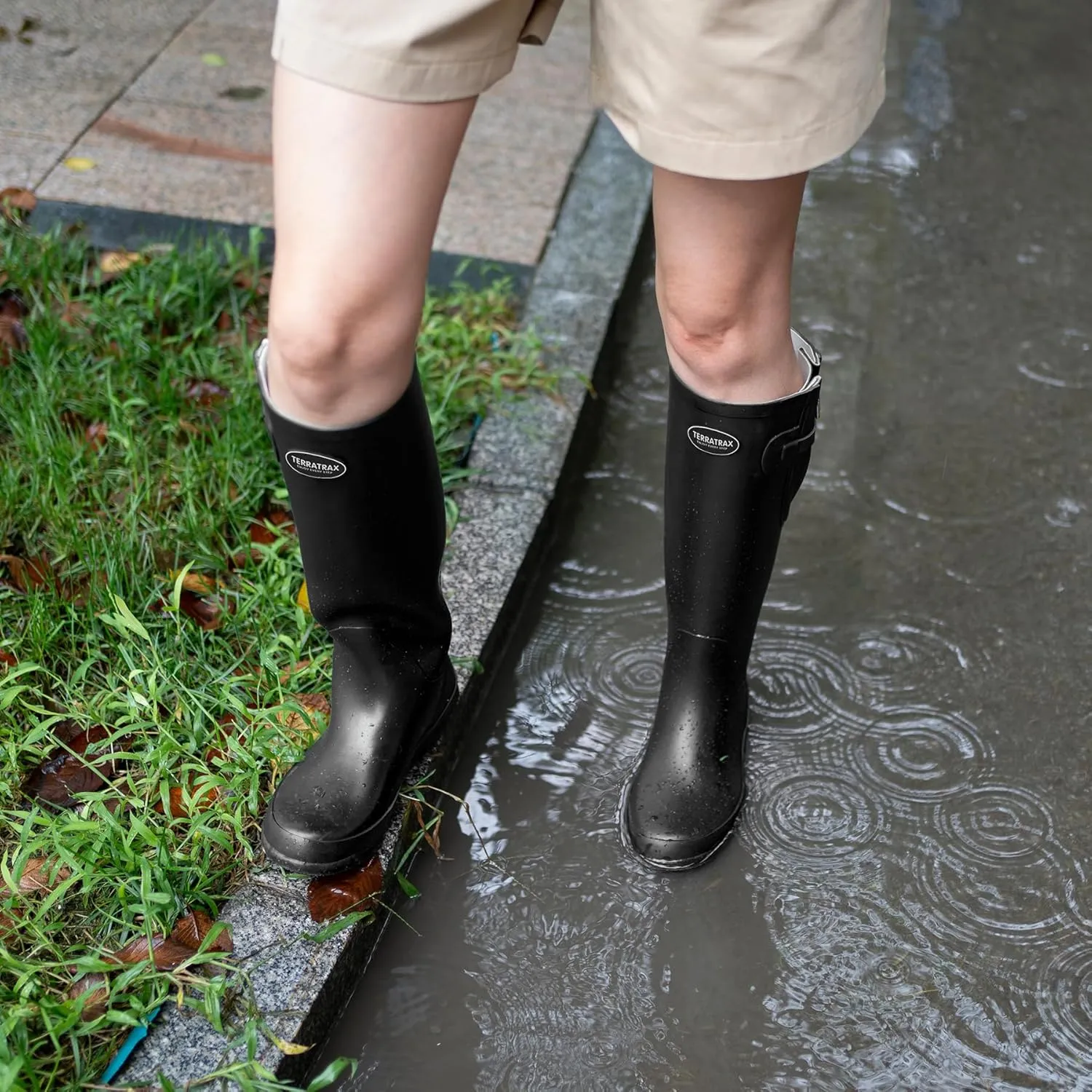 Rain Boots for Women Waterproof Rubber Boots Tall Knee High RainBoots Garden Boots Anti-Slip Wellington Rain Shoes