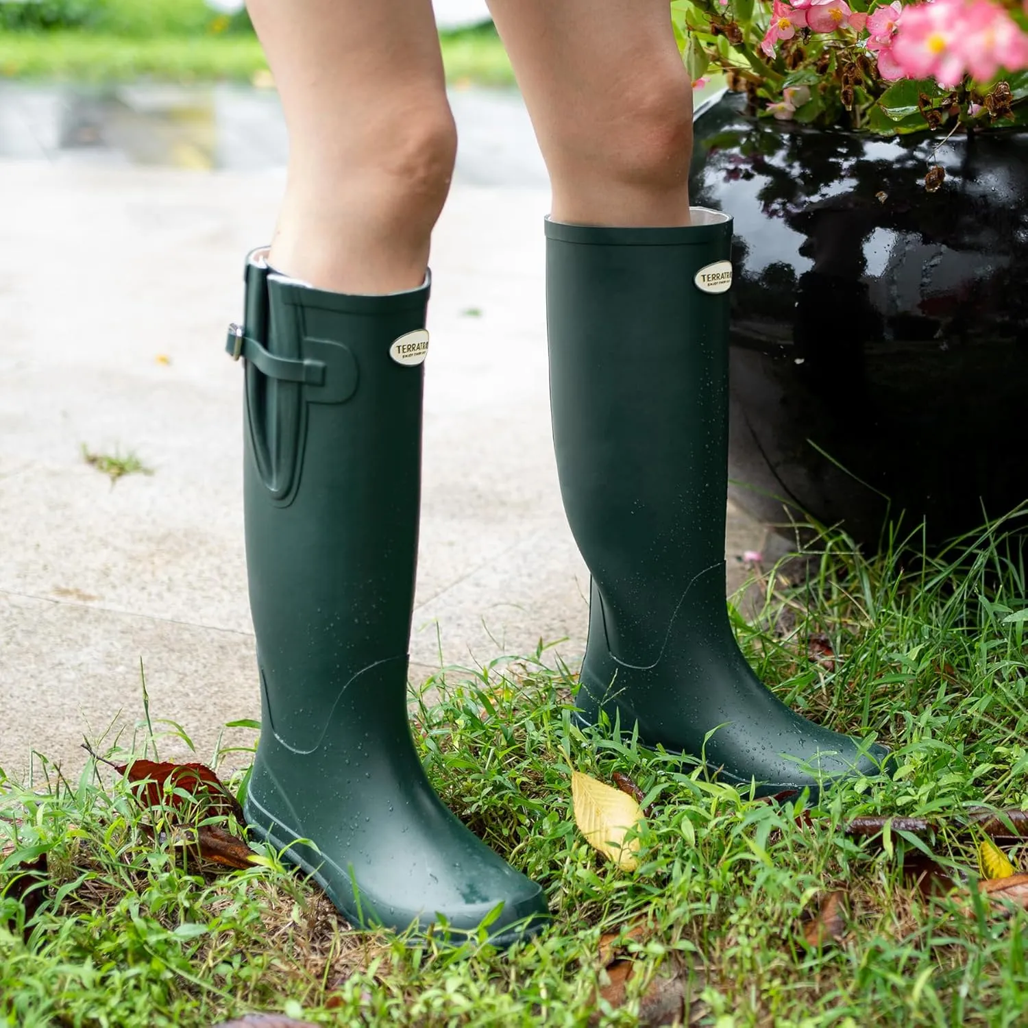 Rain Boots for Women Waterproof Rubber Boots Tall Knee High RainBoots Garden Boots Anti-Slip Wellington Rain Shoes