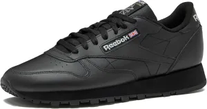 Reebok Classic Leather Sneakers White Tennis Mens Shoes, Core Black/Core Black/Pure Grey5, 6.5