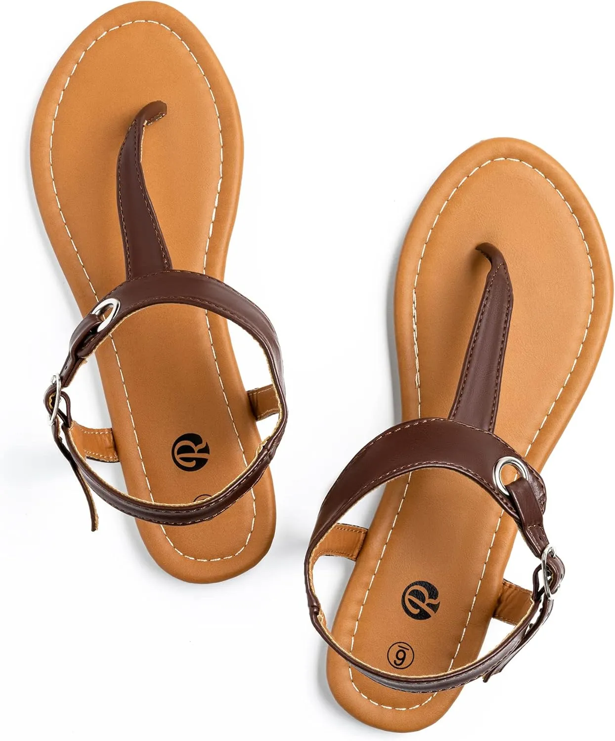 Rekayla Flat Thong Sandals with T-Strap and Adjustable Ankle Buckle for Women