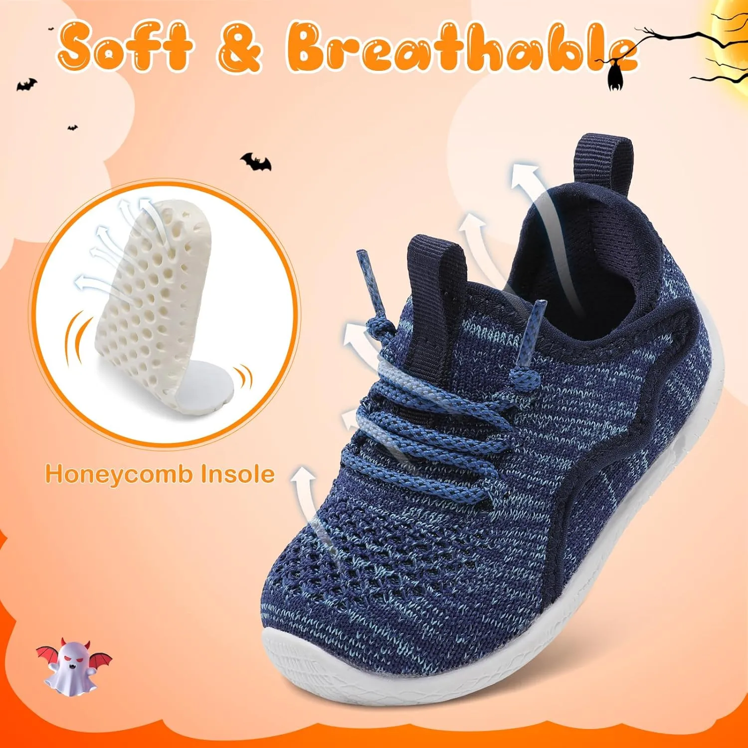 relxfeet Toddler Boys Girls Shoes Little Kids Sneakers Lightweight Breathable Slip on Walking Tennis Shoes