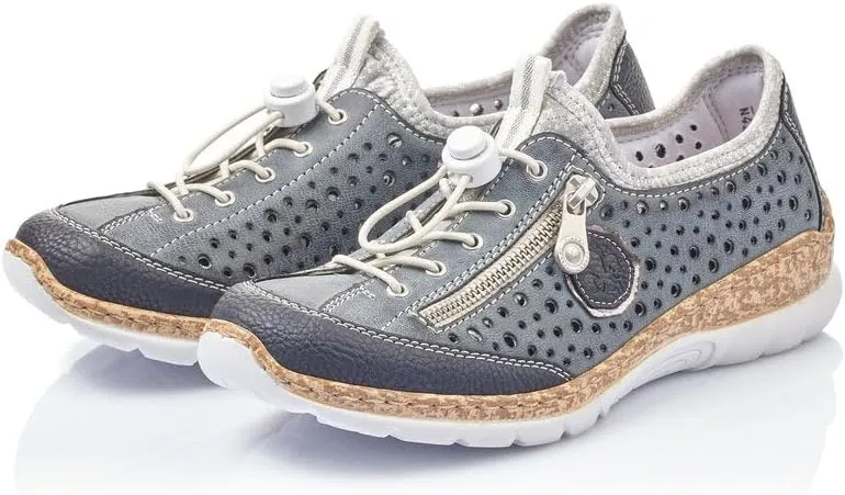Rieker N42P6 Nikita Slip-On Women's Sneakers - Lightweight Walking Shoes with Durable Sole - Lacer-Cut Detailing and Stretch Laces - Stylish Comfort for All-Day Wear