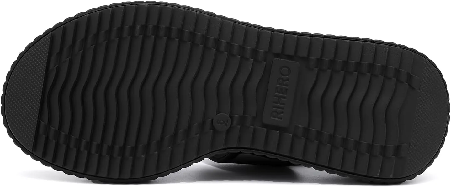 Rihero Women's Comfortable Walking Sandals Casual Summer Outdoor Open Toe Low Flatform Platform Wedge Sandals