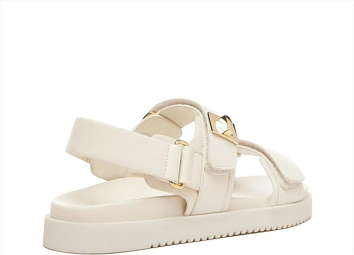 Rihero Women's Flat Sandals Comfort Adjustable Double Strap Slip on Leather Footbed Sandals