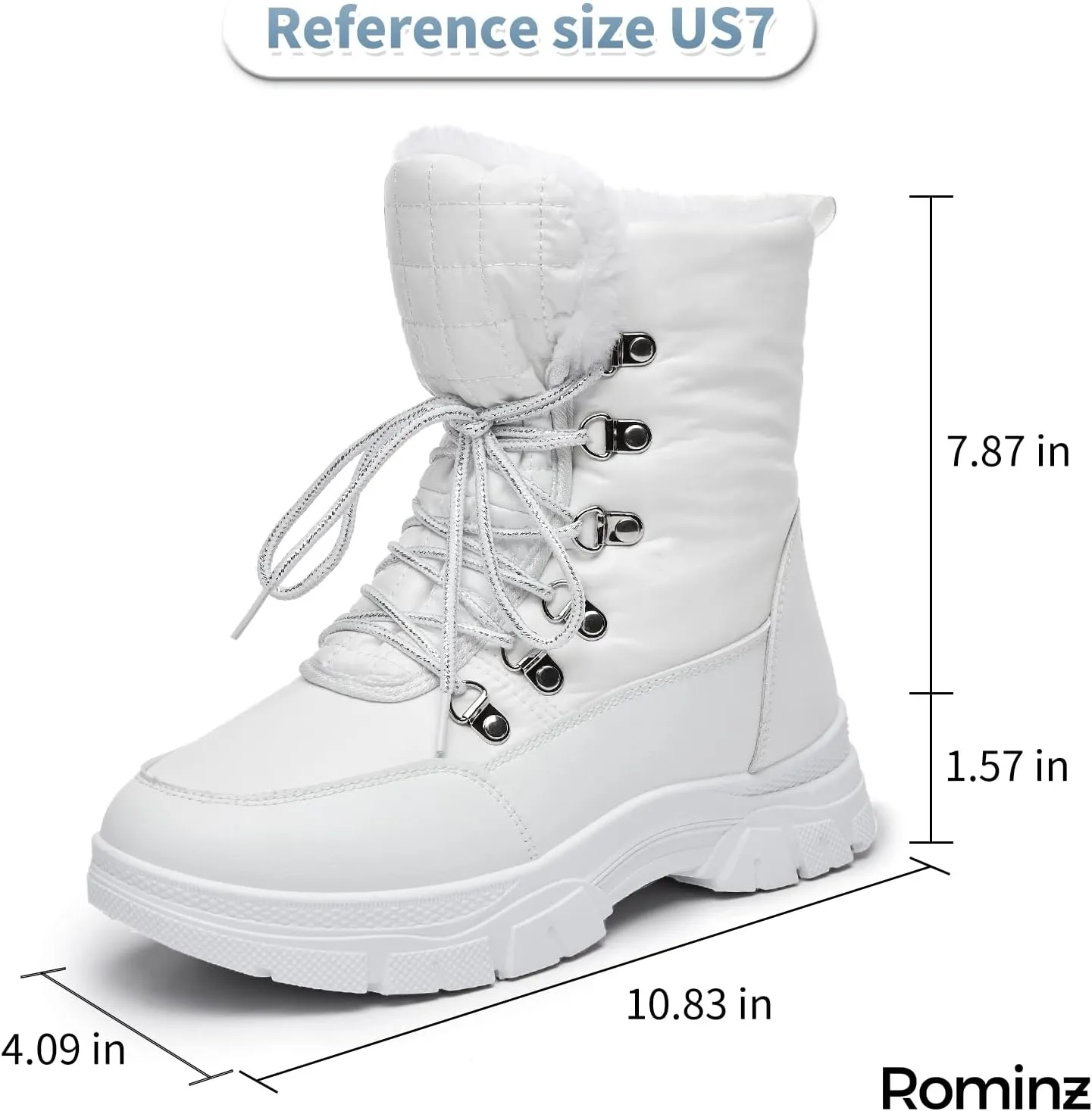Rominz Womens Winter Snow Boots with Zipper Warm Fur Lined Mid Calf Ankle Booties for Women Comfortable Outdoor Anti Slip Boots