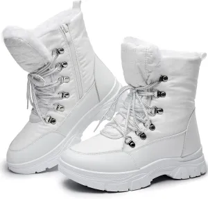 Rominz Womens Winter Snow Boots with Zipper Warm Fur Lined Mid Calf Ankle Booties for Women Comfortable Outdoor Anti Slip Boots