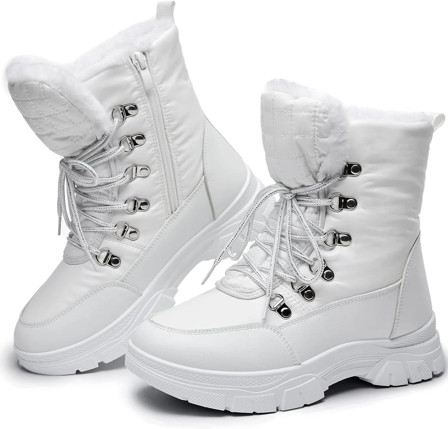 Rominz Womens Winter Snow Boots with Zipper Warm Fur Lined Mid Calf Ankle Booties for Women Comfortable Outdoor Anti Slip Boots