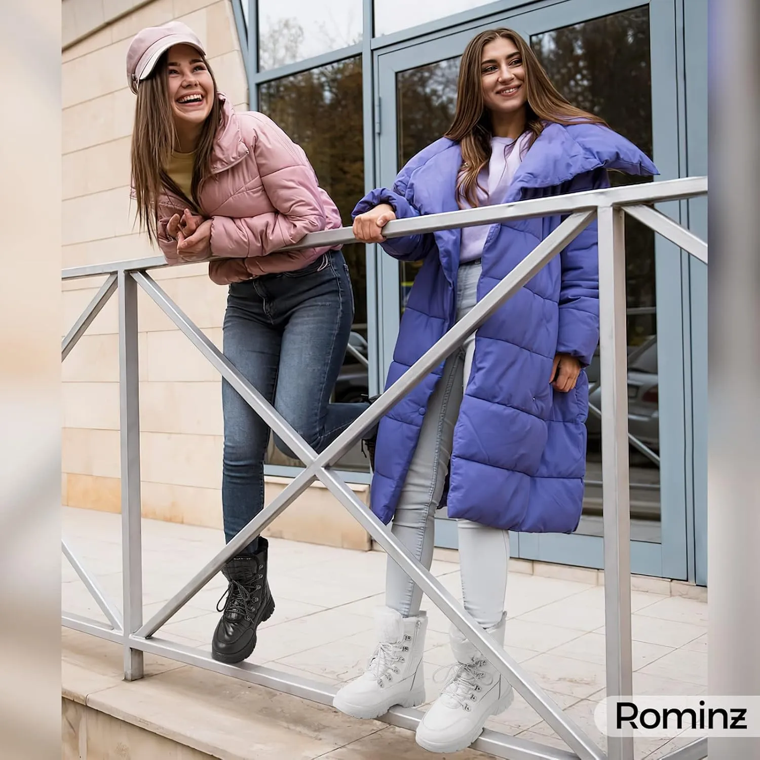 Rominz Womens Winter Snow Boots with Zipper Warm Fur Lined Mid Calf Ankle Booties for Women Comfortable Outdoor Anti Slip Boots