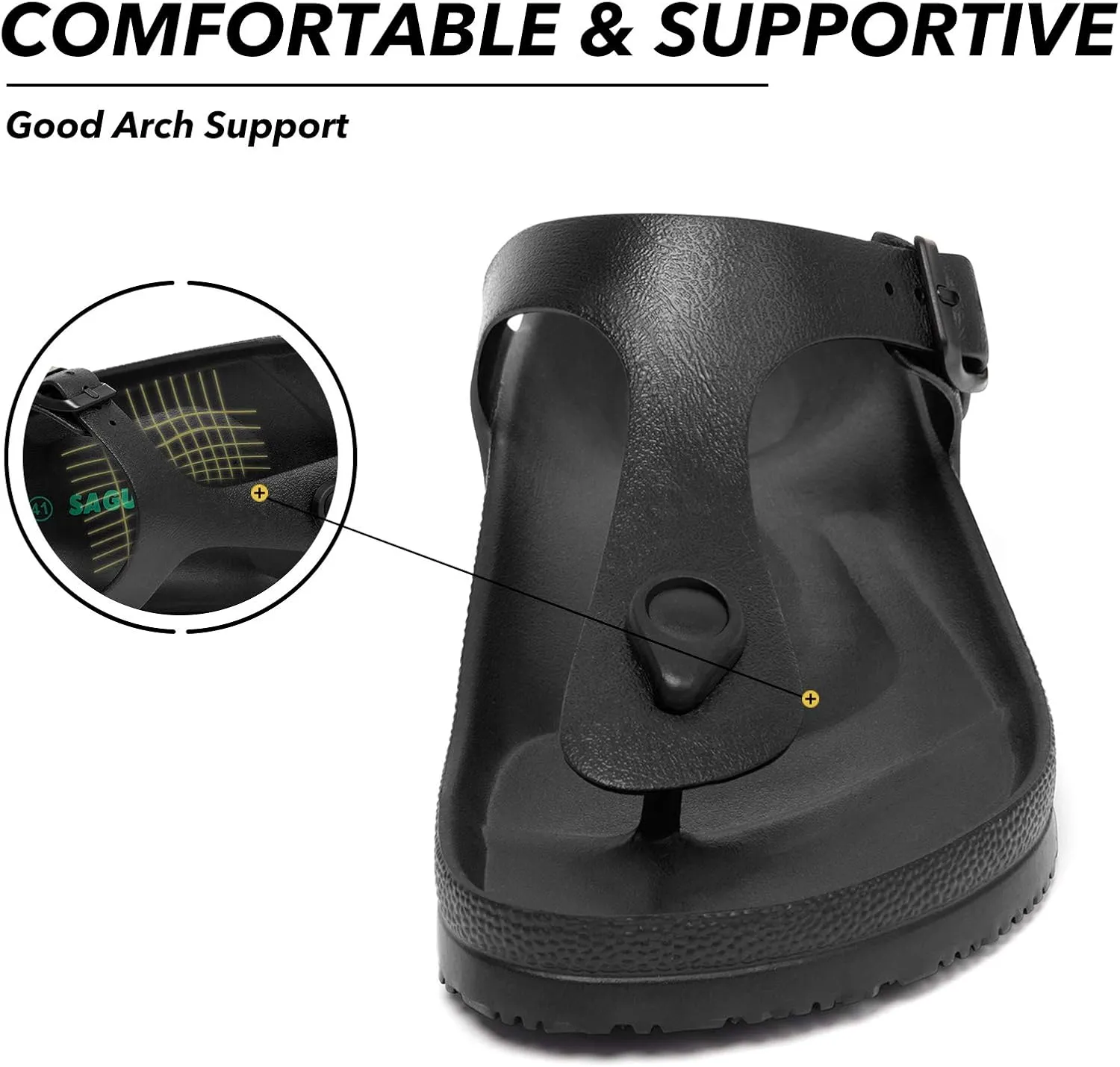 SAGUARO Men's Women's Comfort Double Buckle Sandals Lightweight Adjustable EVA Sandals with Rubble Sole