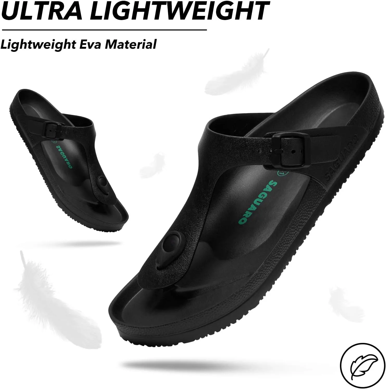 SAGUARO Men's Women's Comfort Double Buckle Sandals Lightweight Adjustable EVA Sandals with Rubble Sole