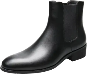 Santimon Chelsea Boots Men Formal Dress Leather Wingtip Ankle Boots Pull Up Prom Wedding Business Casual Chukka Boots Fashion Comfort Tuxedo Cowboy Boots for Men