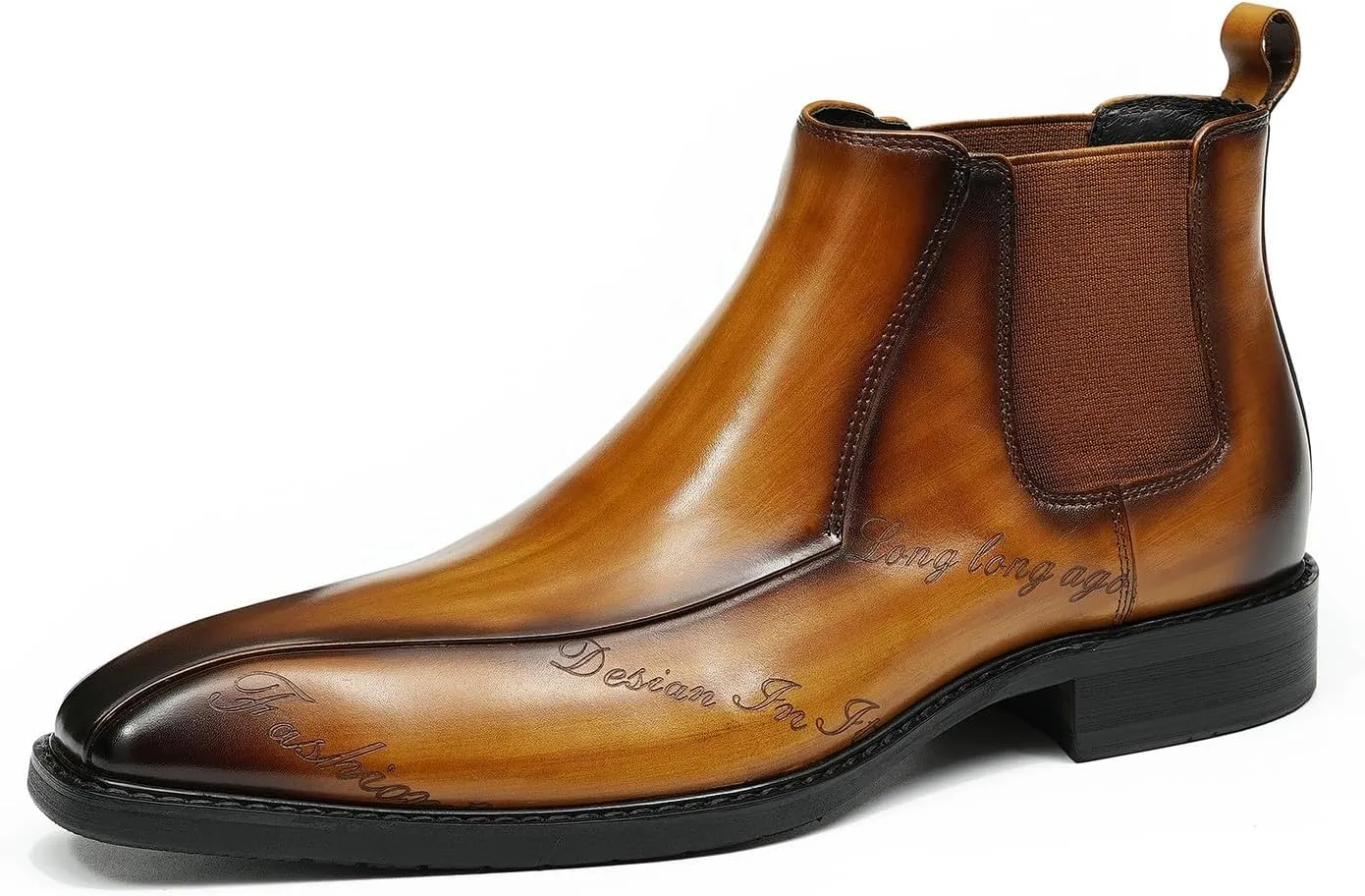 Santimon Mens Chelsea Boots Dress Casual Ankle Boots Genuine Leather Fashion Western Boots Tuxedo Wedding Business Chukka Boots for Men