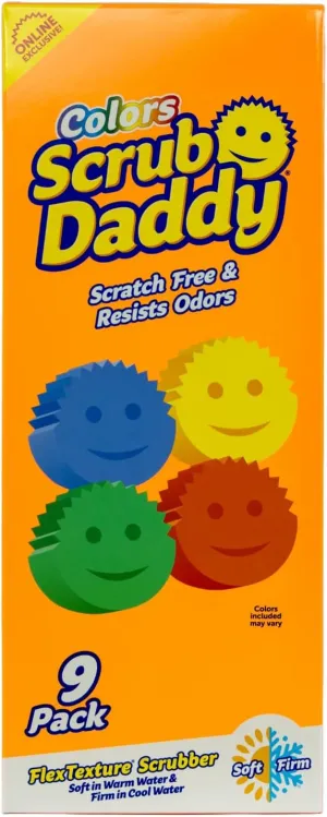 Scrub Daddy Scratch-Free Multipurpose Kitchen Sponges - Bulk Dish Sponges for Kitchen, Bathroom, Household Cleaning & More - Made with BPA-Free Polymer Foam (9 Count)