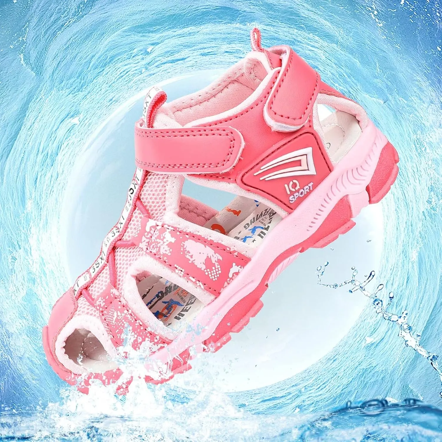 seannel Kids Athletic Sandals Boys and Girls Outdoor Hiking Sports Closed-Toe Sandal Pool Beach Shoes Summer Water shoes